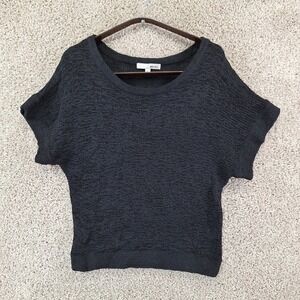 WD-NY Sweater Womens Medium Black Knit Short Sleeve Dolman Batwing Streetwear